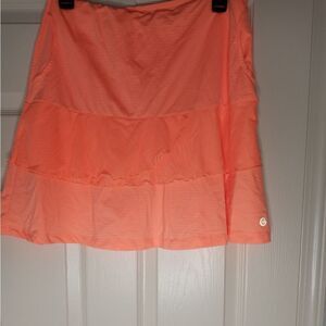 BETTE & COURT M LayeredGolfSkirt Skort Shorts OrangeWomens Pockets ElasticWaist.
